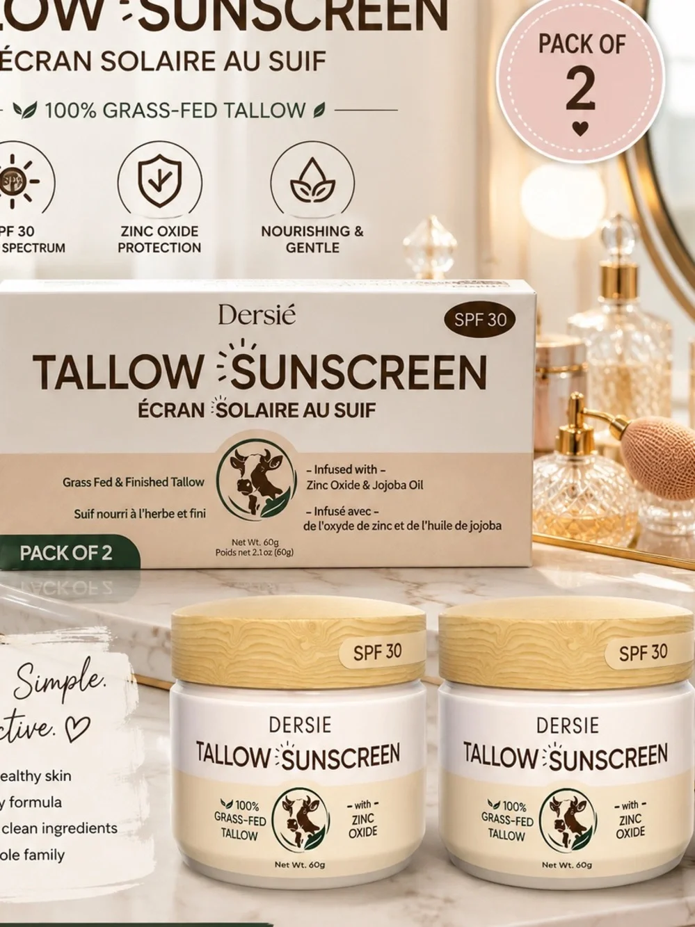 Dersie Tallow Sunscreen SPF 30 | Pack of 2 | New & Sealed